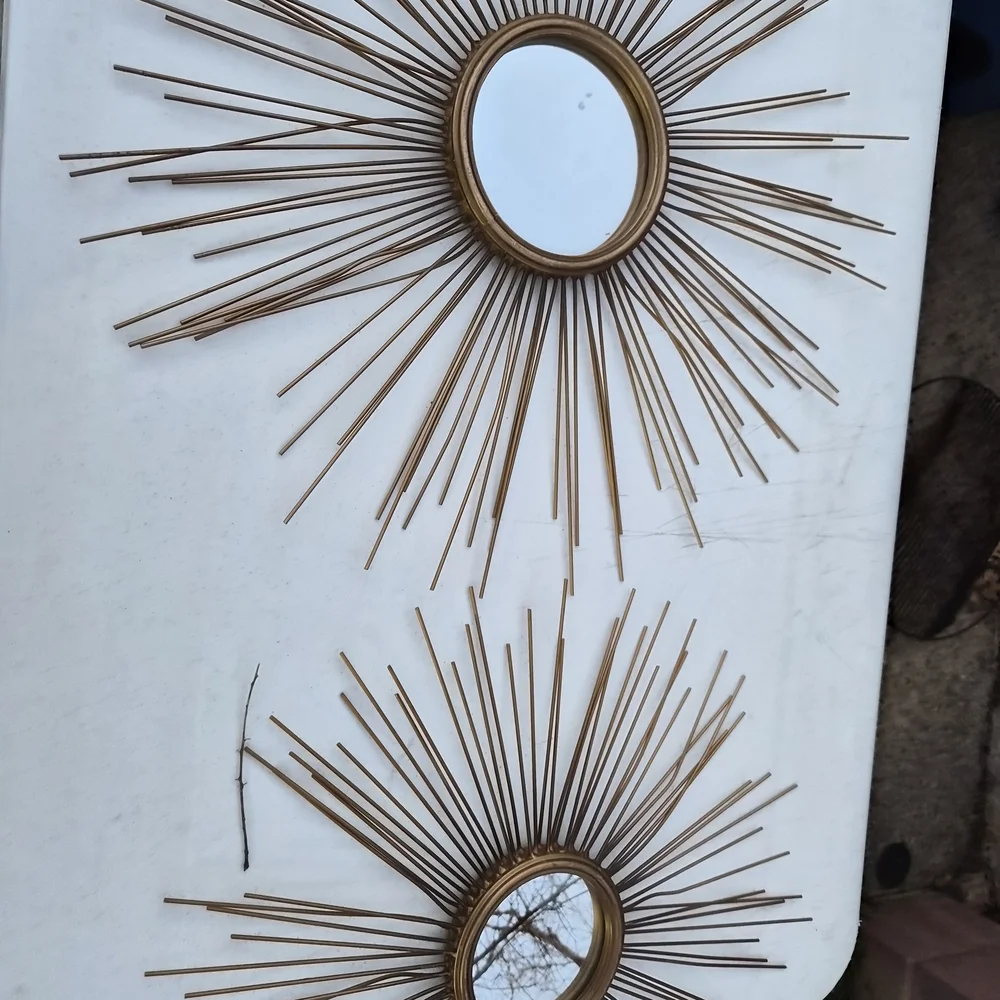Gold Sunburst Wall Mirror Set